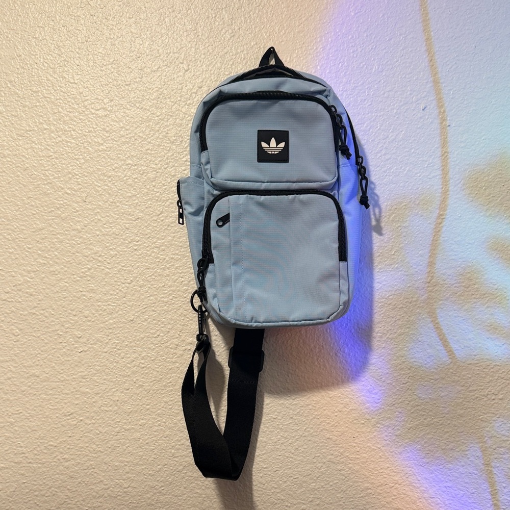 Adidas Light Blue Backpack with Black Accents
